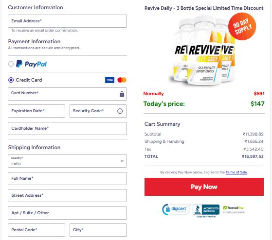 Revive Daily Checkout Page